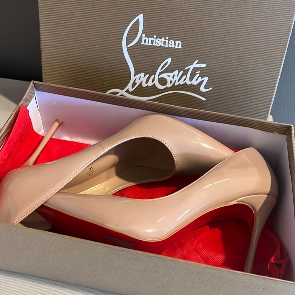 Louboutin Kate Nude Patent Heels